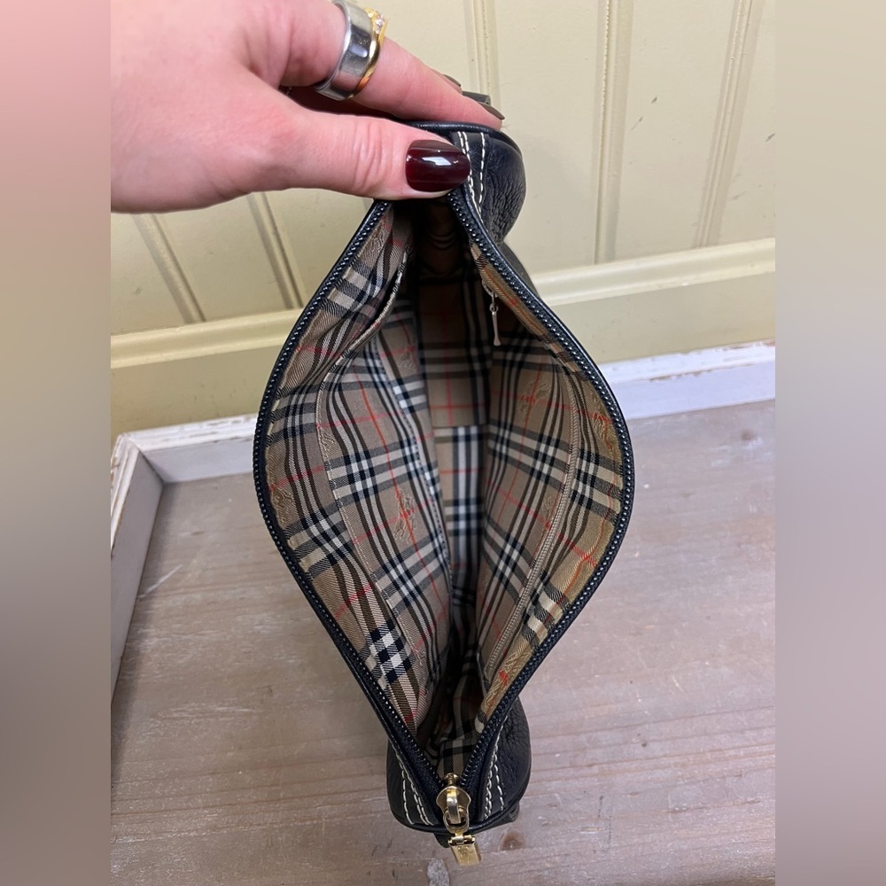 Vintage Burberrys Shoulder Bag Nova Check Black Leather COA Classic Winter Chic - Picture 13 of 16